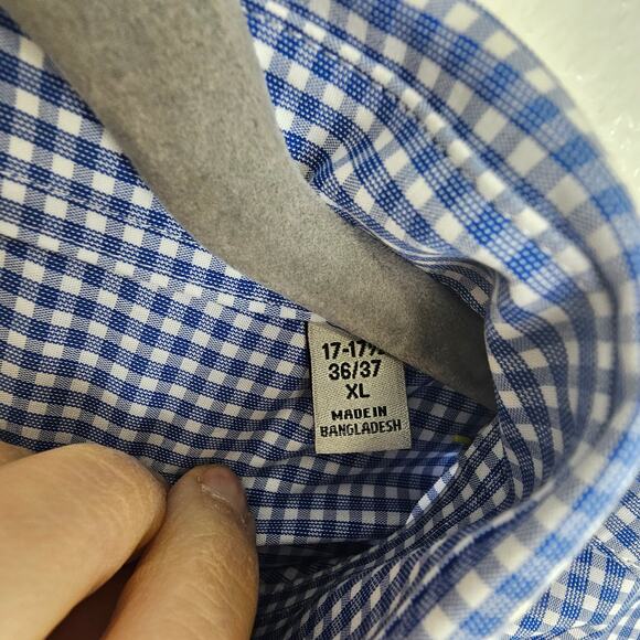 NEW Unlisted Kenneth Cole Dress Shirt Blue White Gingham Checker Men XL Slim Fit - Picture 7 of 10